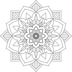 Easy Mandala coloring book simple and basic for beginners, seniors and children. Set of Mehndi flower pattern for Henna drawing and tattoo. Decoration in ethnic oriental, Indian style.