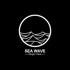 sea ocean wave line logo simple monoline style vector icon symbol illustration