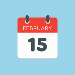 Icon day date 15 February, template calendar page