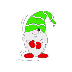 Cartoon colored gnome isolated on white background. Vector illustration