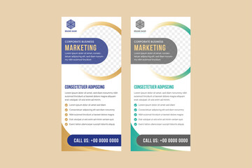 Roll up business brochure flyer banner design vertical template vector, product presentation with abstract geometric style, modern publication x-banner. circle photo space. white background.