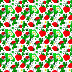 pattern with berries and strawberry or strawberry leaves