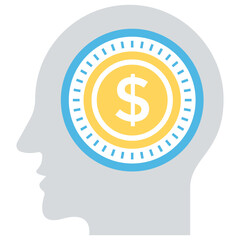 
A person with dollar sign in mind representing financial idea
