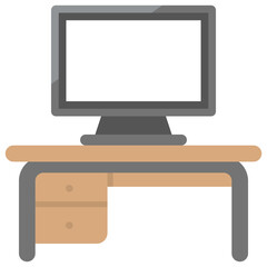
Flat icon image of computer desk
