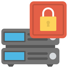 
Server rack with padlock symbolising server security concept
