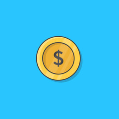 Dollar Money Coin Vector Icon Illustration. Coin Stack Icon. Gold Coin Icon