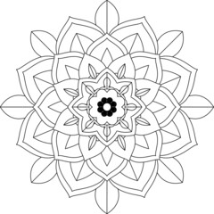 Easy Mandala coloring book simple and basic for beginners, seniors and children. Set of Mehndi flower pattern for Henna drawing and tattoo. Decoration in ethnic oriental, Indian style.