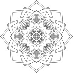 Easy Mandala coloring book simple and basic for beginners, seniors and children. Set of Mehndi flower pattern for Henna drawing and tattoo. Decoration in ethnic oriental, Indian style.
