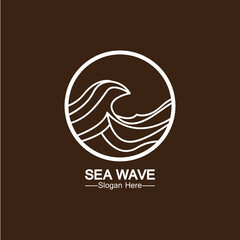 sea ocean wave line logo simple monoline style vector icon symbol illustration