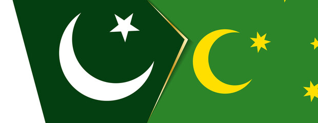 Obraz na płótnie Canvas Pakistan and Cocos Islands flags, two vector flags.
