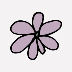 Hand drawn doodle flower head illustration. Simple floral element isolated on white background