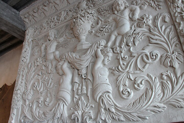 renaissance fireplace mantle in nay (france)
