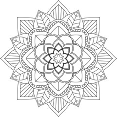 Easy Mandala coloring book simple and basic for beginners, seniors and children. Set of Mehndi flower pattern for Henna drawing and tattoo. Decoration in ethnic oriental, Indian style.