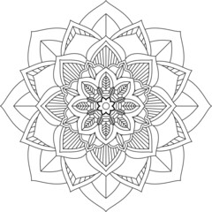Easy Mandala coloring book simple and basic for beginners, seniors and children. Set of Mehndi flower pattern for Henna drawing and tattoo. Decoration in ethnic oriental, Indian style.