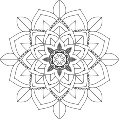Easy Mandala coloring book simple and basic for beginners, seniors and children. Set of Mehndi flower pattern for Henna drawing and tattoo. Decoration in ethnic oriental, Indian style.