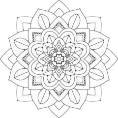 Easy Mandala coloring book simple and basic for beginners, seniors and children. Set of Mehndi flower pattern for Henna drawing and tattoo. Decoration in ethnic oriental, Indian style.