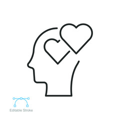 alzheimers disease neurological brain feeling line icon. Mental health illness. Dementia patient. Psyche trouble logo pictogram. Editable stroke. Vector illustration. Design on white background EPS 10