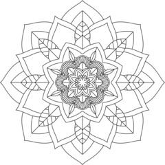 Easy Mandala coloring book simple and basic for beginners, seniors and children. Set of Mehndi flower pattern for Henna drawing and tattoo. Decoration in ethnic oriental, Indian style.