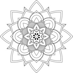 Easy Mandala coloring book simple and basic for beginners, seniors and children. Set of Mehndi flower pattern for Henna drawing and tattoo. Decoration in ethnic oriental, Indian style.