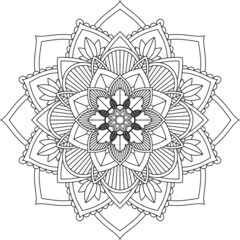 Easy Mandala coloring book simple and basic for beginners, seniors and children. Set of Mehndi flower pattern for Henna drawing and tattoo. Decoration in ethnic oriental, Indian style.