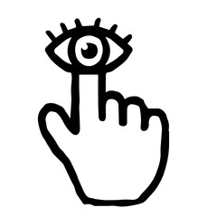 Hand Cursor051 (Eye): Doodle Icon: Hand drawn vector Icon like woodblock print