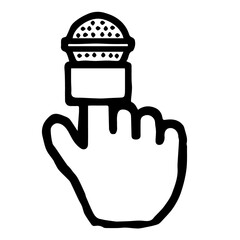 Hand Cursor078 (Microphone2): Doodle Icon: Hand drawn vector Icon like woodblock print