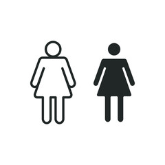 Woman figure line and glyph icon. Lady room symbol for gender restroom sign can for toilet. Female, Women, Two girl, ladies together, girls. Vector illustration. Design on white background. EPS 10