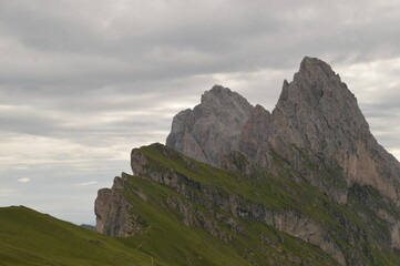 Hiking in the Seceda and Seiser Alm / Alpe di Siusi mountains in the Dolomites, Northern Italy