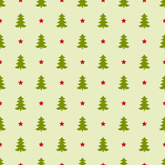 Christmas trees and stars seamless pattern wallpaper.