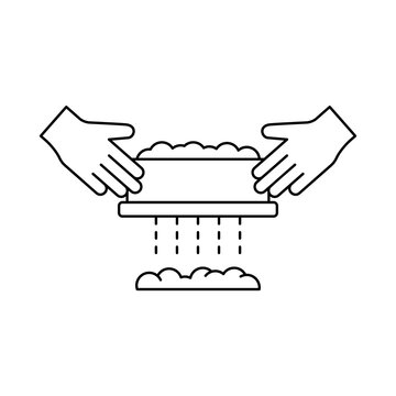 hands sifting flour black line art clip art preview