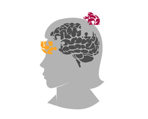 Alzheimer's and memory loss mental problems vector illustration