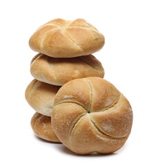 Kaiser rolls bread isolated on white background
