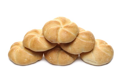 Kaiser rolls bread isolated on white background