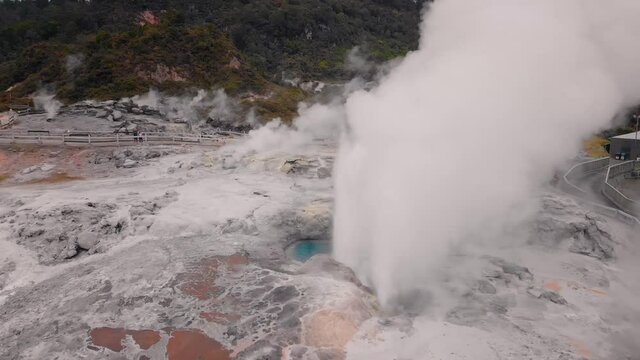 Geyser erupting at Te Puia, Rotorua
