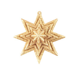 Christmas tree decoration star isolated on white background. One of the Christmas holiday symbols.