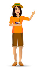 people vacation, woman in traveling. Design template elements. celebrations holidays and activities isolated vector illustration