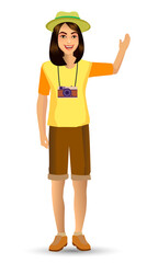 people vacation, woman in traveling. Design template elements. celebrations holidays and activities isolated vector illustration