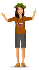 people vacation, woman in traveling. Design template elements. celebrations holidays and activities isolated vector illustration