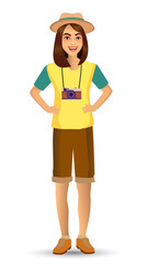 people vacation, woman in traveling. Design template elements. celebrations holidays and activities isolated vector illustration