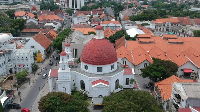 Aerial view Blenduk Church Semarang Central Java