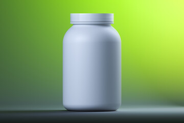 White Blank Bottle on Light Green Bright Background. Copy Space. Empty Space. Minimalism. 3d rendering