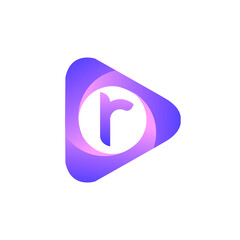 R letter colorful logo in the triangle shape, Vector design template elements for your Business or company identity.