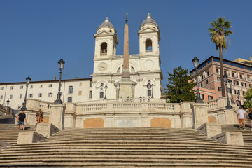 Fototapeta na wymiar Church of Trinita dei Monti on Spagna square at Rome in Italy