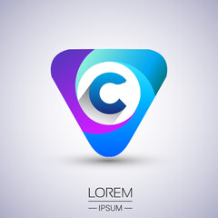 C letter colorful logo in the triangle shape, Vector design template elements for your Business or company identity.