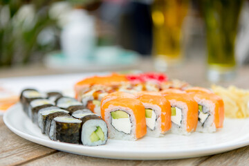 sushi set in a white plate