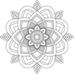 Easy Mandala coloring book simple and basic for beginners, seniors and children. Set of Mehndi flower pattern for Henna drawing and tattoo. Decoration in ethnic oriental, Indian style.