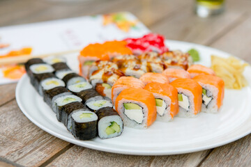 sushi set in a white plate