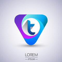 T letter colorful logo in the triangle shape, Vector design template elements for your Business or company identity.