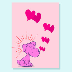 valentine cute card with dog love vector