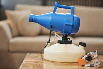 Disinfecting spray anti coronavirus in hotel room